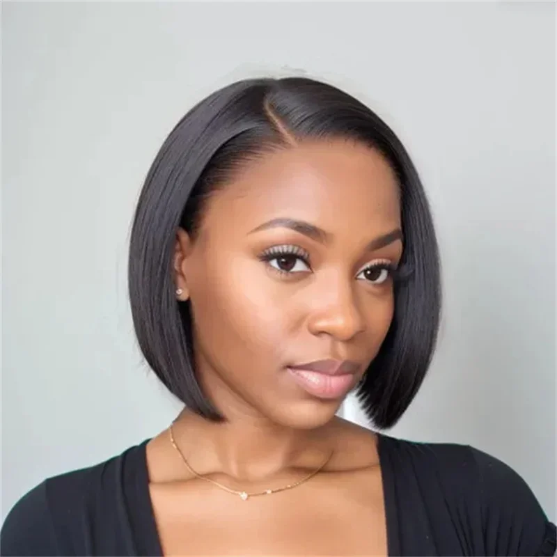 Short Bob Straight Lace Front Wig 13X4 HD Lace Frontal Wig 250% Density Human Hair For Black Women