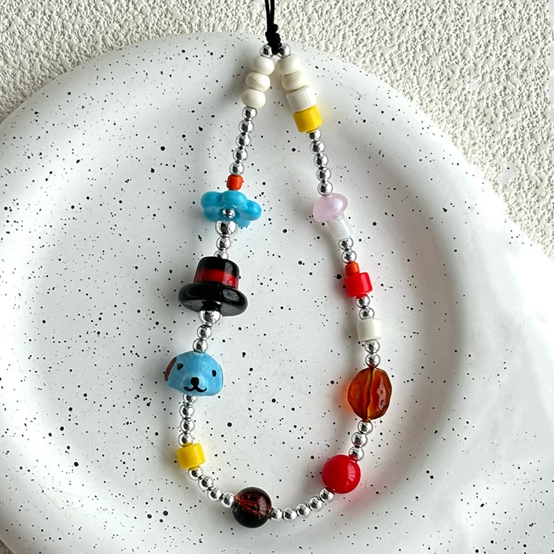 Y2K Rope For Phone Chain Lanyard Charm Strap Wrist Cute Beaded Hanging Cord Bracelet Keychain For Girl Woman