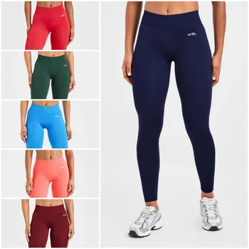 New Release Women‘s Low Ribbed Band Scrunch Bum Seamless Yoga Pants Gym Leggings Fitness Sweat Wicking Stretch Workout Tights 1
