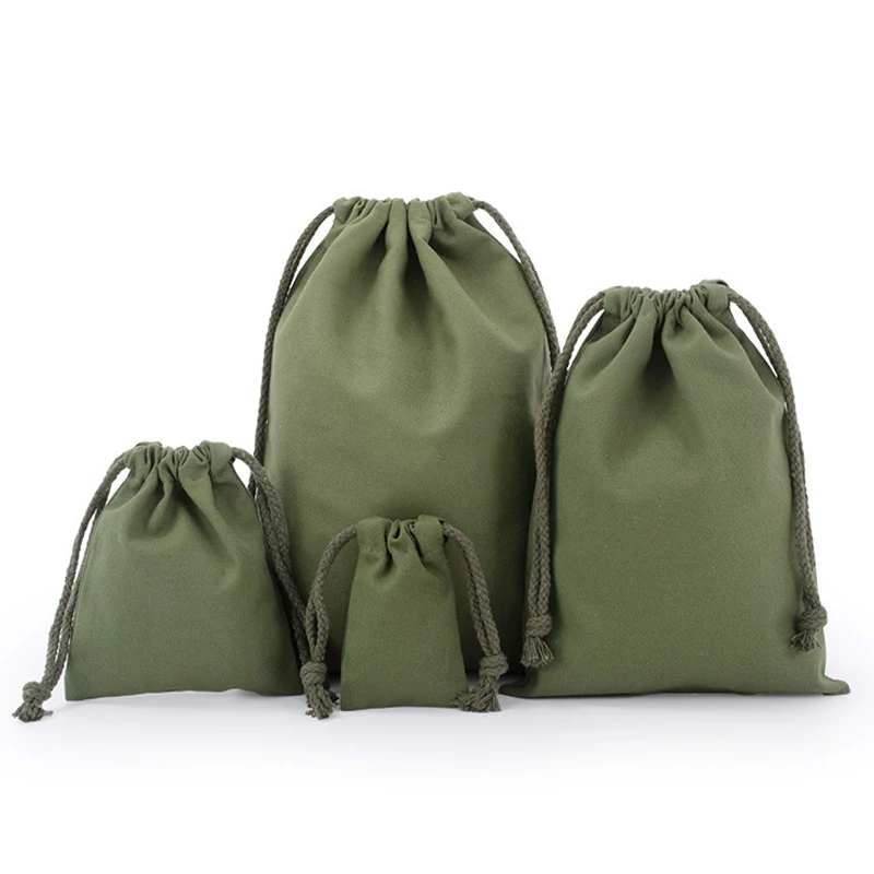 Cotton Drawstring Storage Bag Canvas Bags Candy Gift Package Pouch Reusable Home Sundries Organize Dustproof Sacks