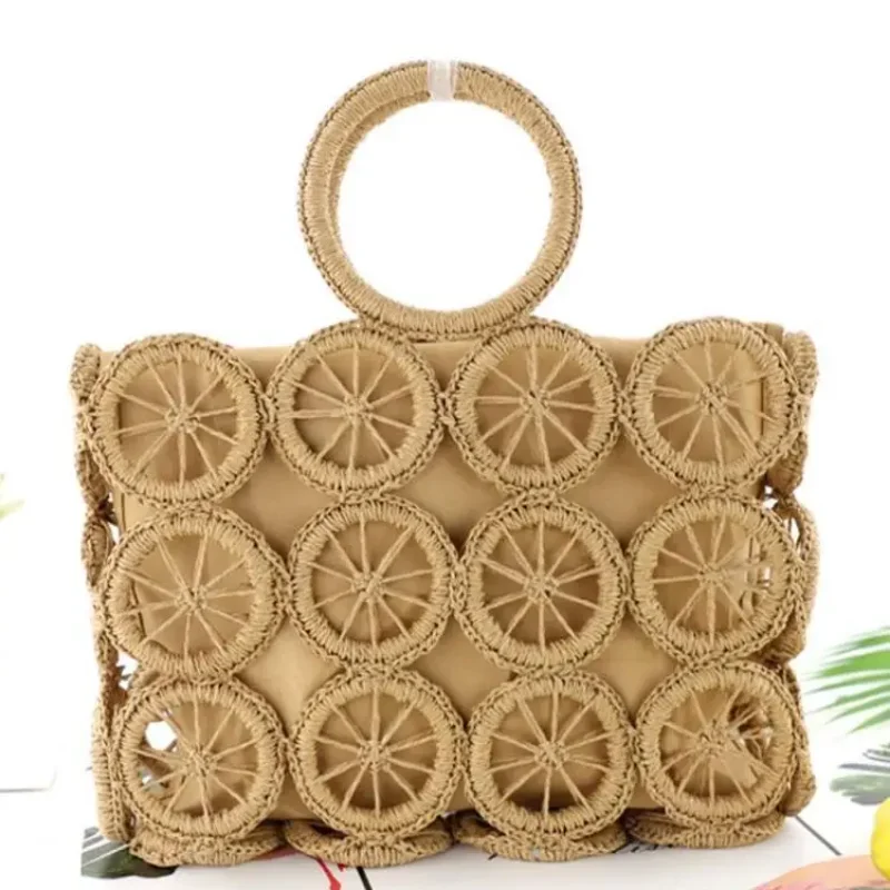 Wicker Woven Handbags for Women Rattan Hollow Straw Bags Handmade Beach Travel Shoulder Bags Casual Ladies' Purses Summer Fashio 5