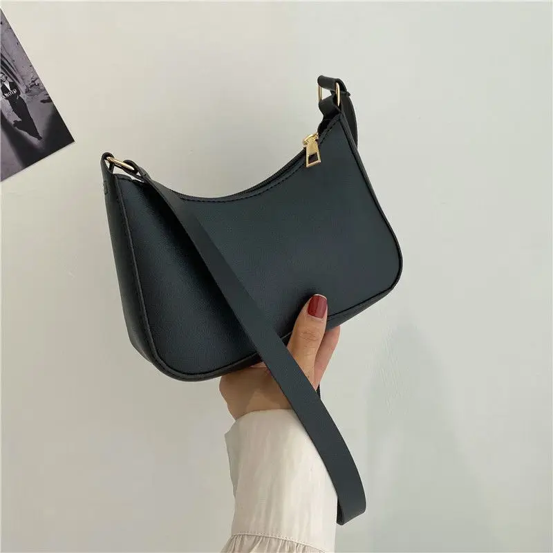 

Retro Solid Color New Women's Fashion Handbag PU Leather One Shoulder Underarm Bag Casual Women's Hobo Handbag