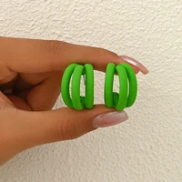 New Elegant Women Dangle Earrings C-shaped Painting Girls Hoop Earrings Flannelette Geometric Statement Earrings pendientes - Image 6