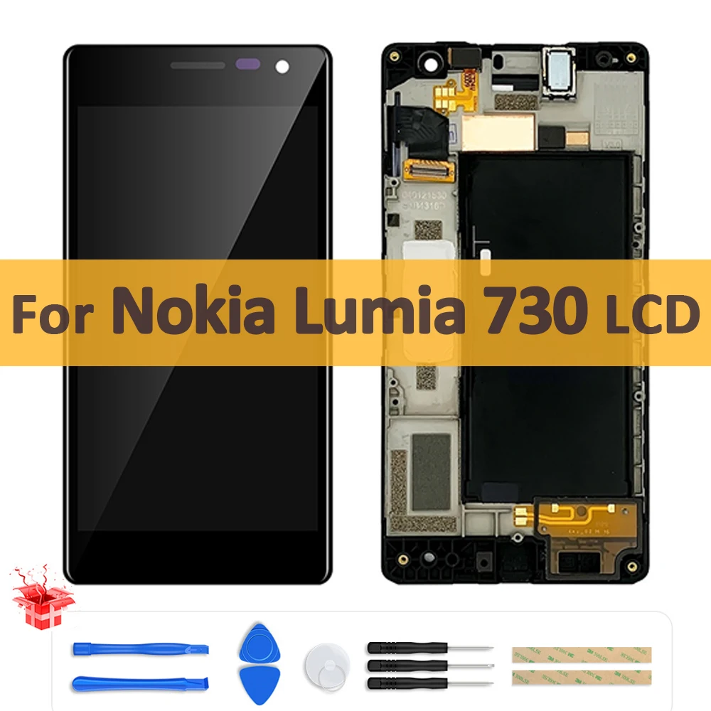 Display Lcd Originale Da 4.7 "Per Nokia Lumia 730 735 Touch Screen Lcd Con Riparazione Del Gruppo Digitalizzatore A Cornice Per Nokia Rm-1040 Lcd