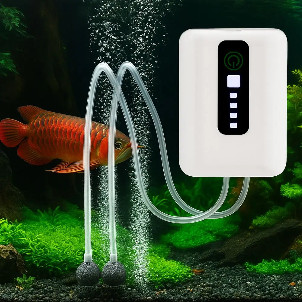 70H/40H Aquarium Oxygen Pump Waterproof Ultra Silent USB Oxygen Pump USB Charging Dual-Purpose Fishing Oxygen Pump