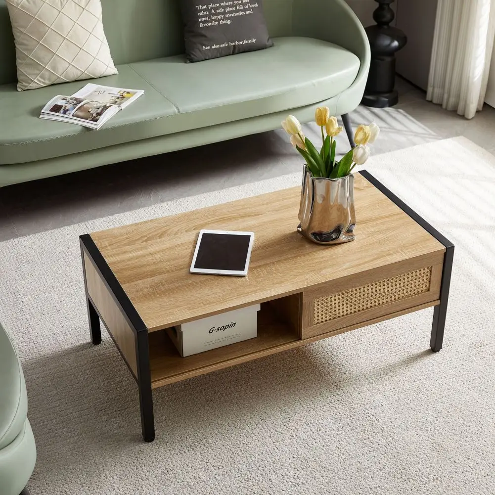 

Coffee Table Solid Multifunctional Table With Open Storage Shelf For Living Room Dining Room Kitchen 40.16 Inch