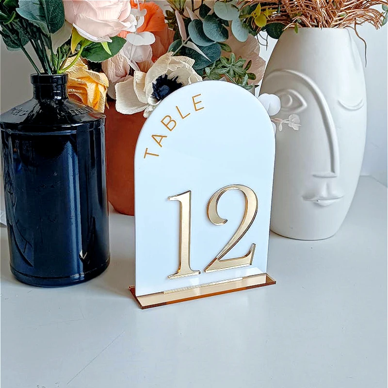 Wedding Table Numbers Acrylic Modern Arched Table Numbers for Wedding and Events Black and White