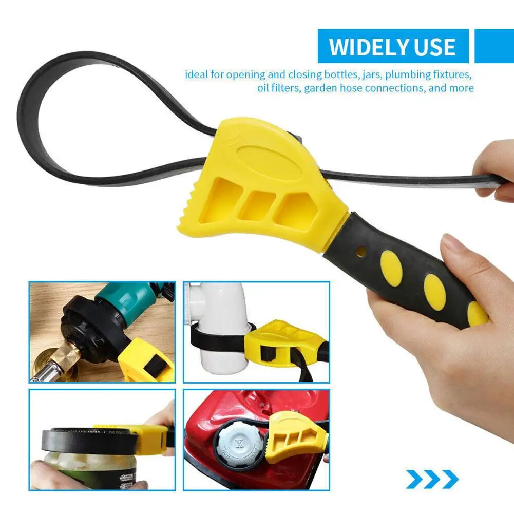 

Multifunctional Belt Wrench Adjustable Rubber Strap Oil Jar Wrench Tool Pipe Wrench Cartridge Filter Opener Wrench Disassem P3f3