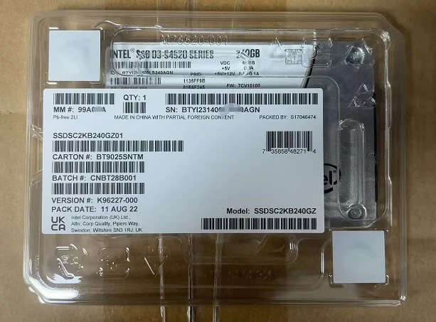 For SSDSC2KB240GZ01 240G SSD D3 S4520 series