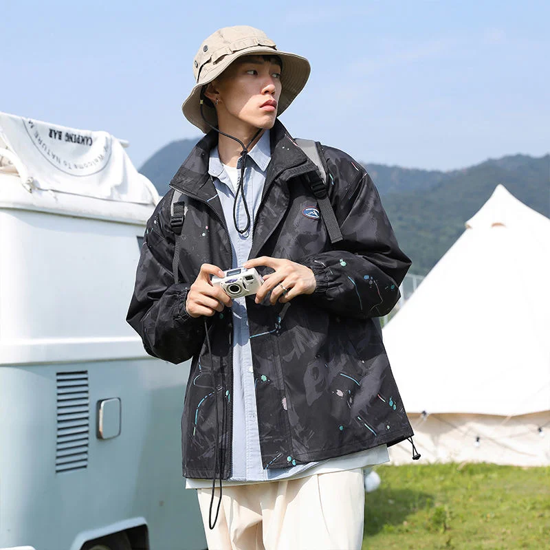 

M-7XL 2022 Men's Work Clothes Streetwear Casual Bomber Jacket Oversized Style Coats Black Color High-quality Outerwear