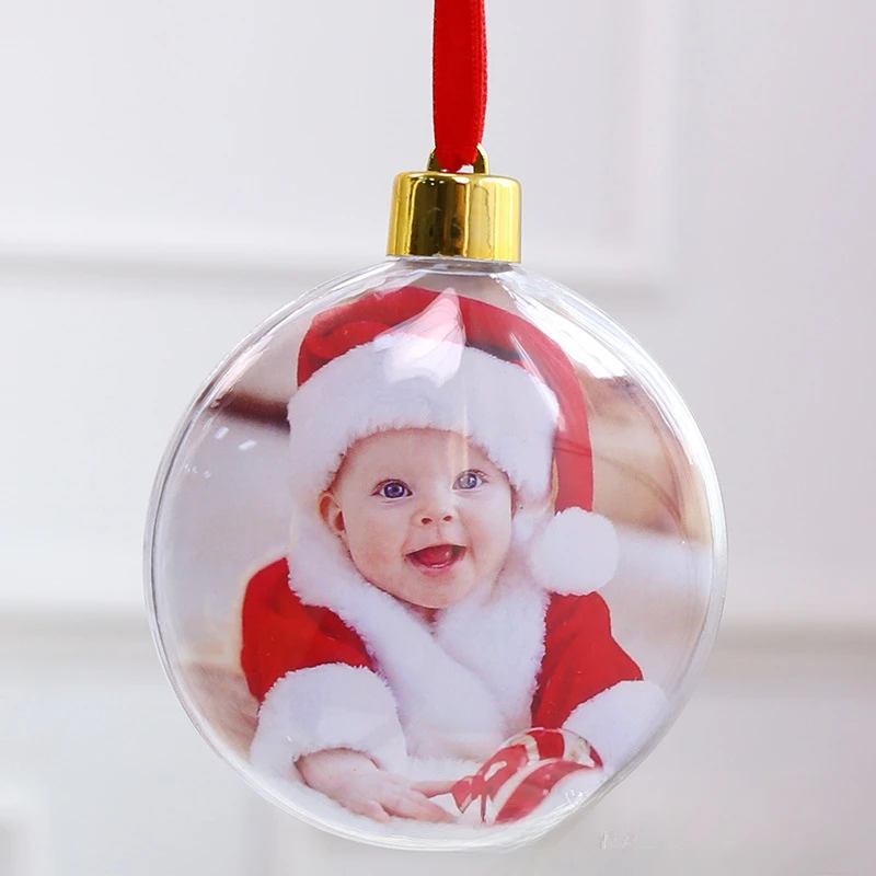 Christmas Decorations 2PCS Transparent Christmas Ball DIY Personal Photo Ball Creative Photo Frame X-mas Tree Hanging Decor Christmas Pendant