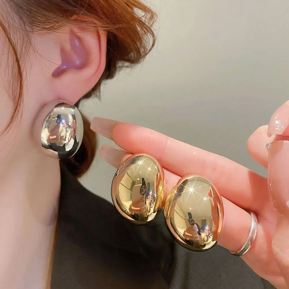 

1 пара модных ювелирных изделий, гладкие блестящие металлические серьги, просто крутой дизайн, серебряное покрытие, Шпилька для женщин, подарок