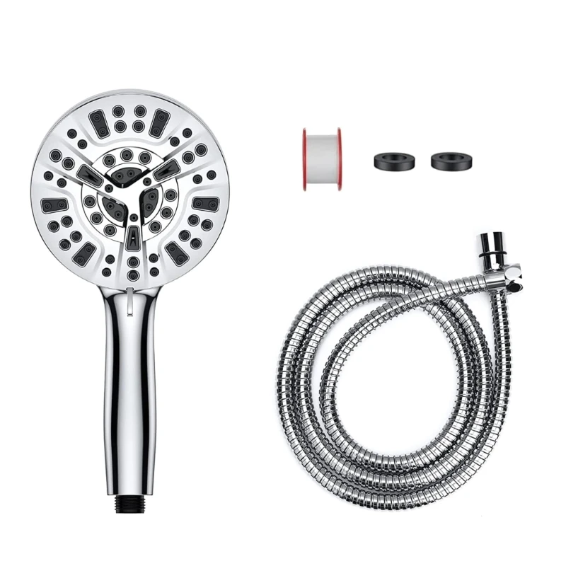 

E5BE High Pressure Shower Head Water Saving Pressure Boosting Showerhead Handheld Shower with Hose Universal Interfaces