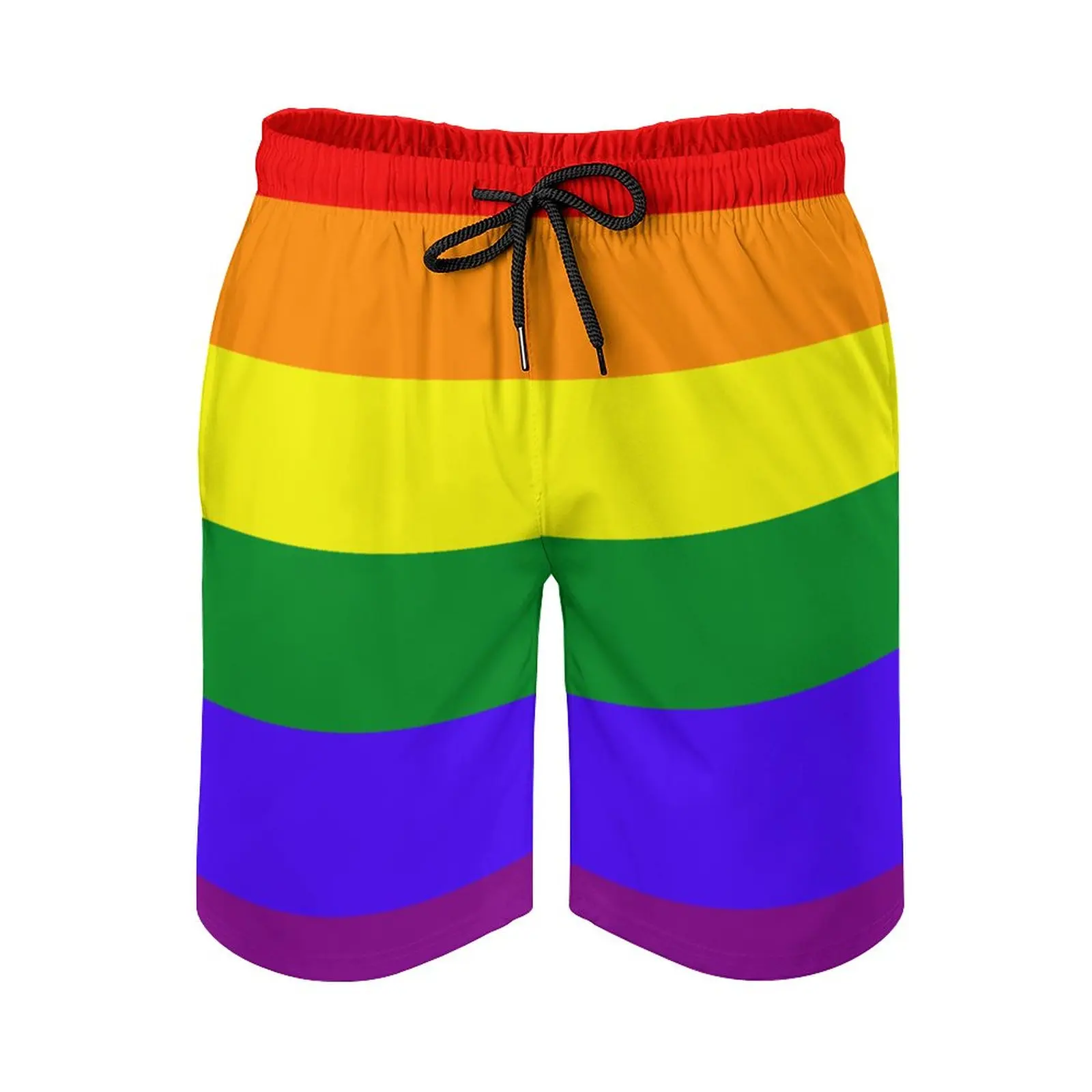 

Rainbow LGBTA Flag Anime BeachFunny Graphic Adjustable Drawstring Breathable Quick Dry Beach Pantsrunning Loose Stretch Male Sho