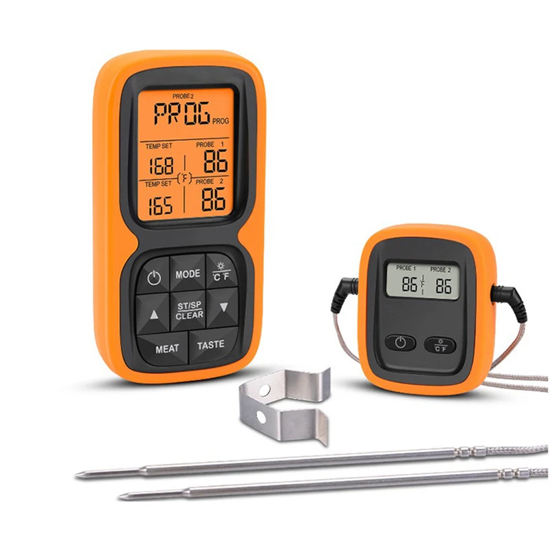 

Oven Food Barbecue Meat Double Probe Wireless Digital Display Tthermometer Kitchen Timer Cooking Thermomet for Grilling Smoker
