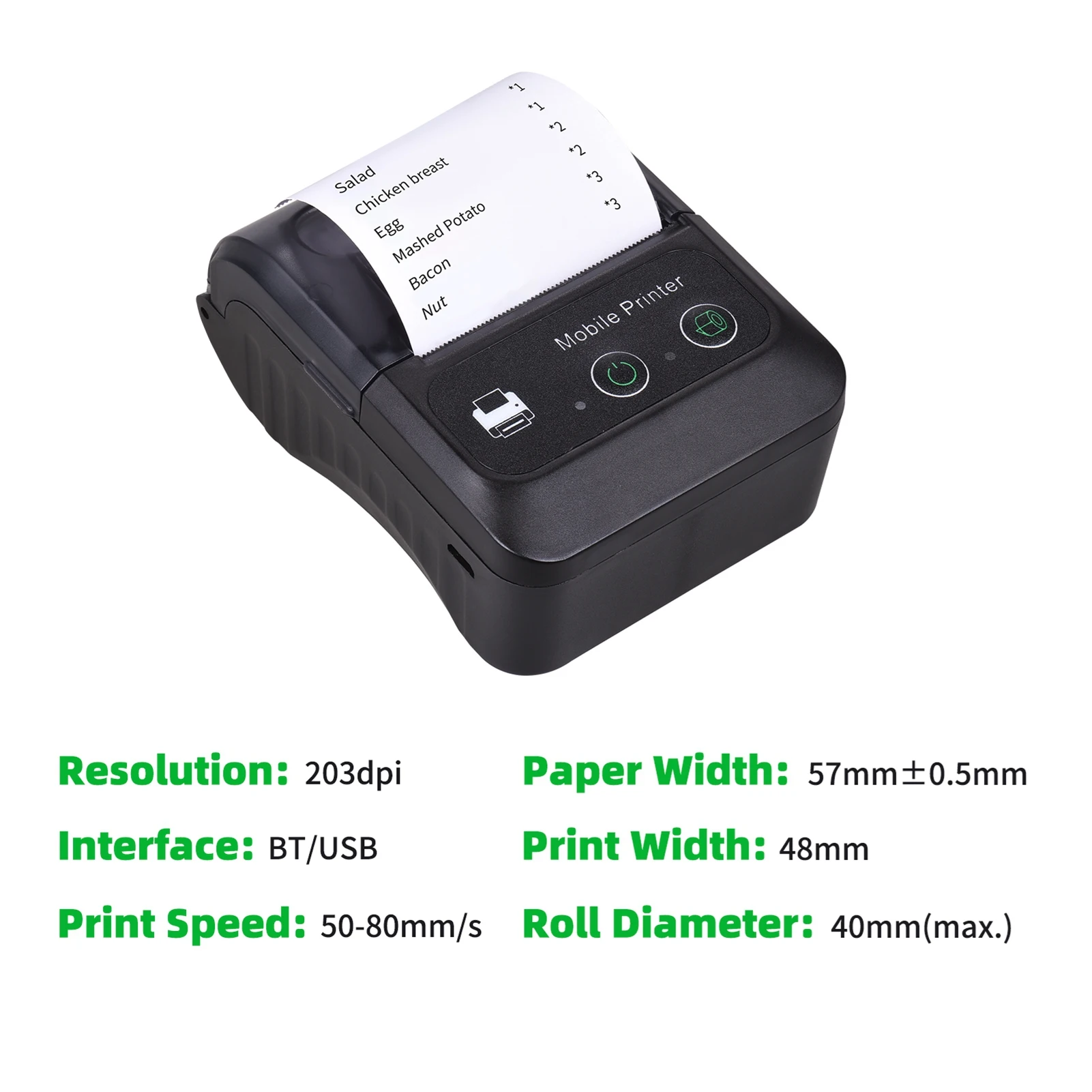 【Sale】Thermal Receipt Printer 58mm Bluetooth USB Portable Restaurant Kitchen Printer for Android for Win rechargeable battery