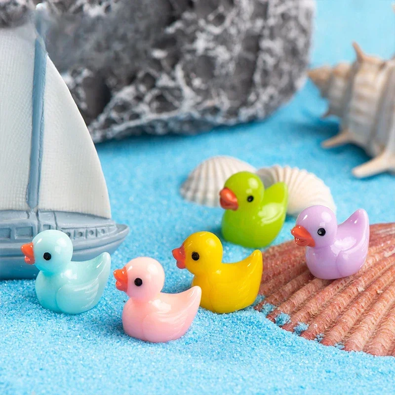 Mini Resin Yellow Duck Ornaments Cute Cartoon Figurines DIY Dollhouse Decoration Handcrafts Figurines & Miniatures