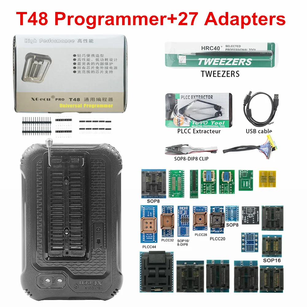 XGECU T48/TL866II Plus Universal Programmer + Full Adapters
