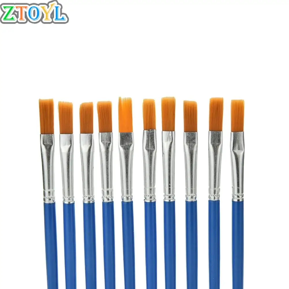 

New 10 Pcs/lot Kids Children Plastic Handle Paint Brushes Set Watercolor Gouache Drawing Painting Art Brush Supplies