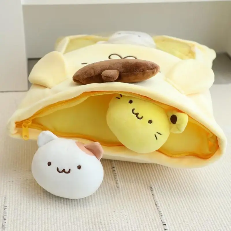 New Sanrio Cartoon Kawaii Melody Pompompurin Kuromi Balls Pudding Candy Home Decorations Plush Stuffed Mini Doll Of Cutel Pillow 2