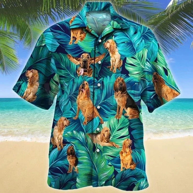 

Bloodhound Floral Pattern Hawaiian Shirt 3D All Over Printed Hawaiian Shirt Men's For Women's Harajuku Casual Shirt Unisex
