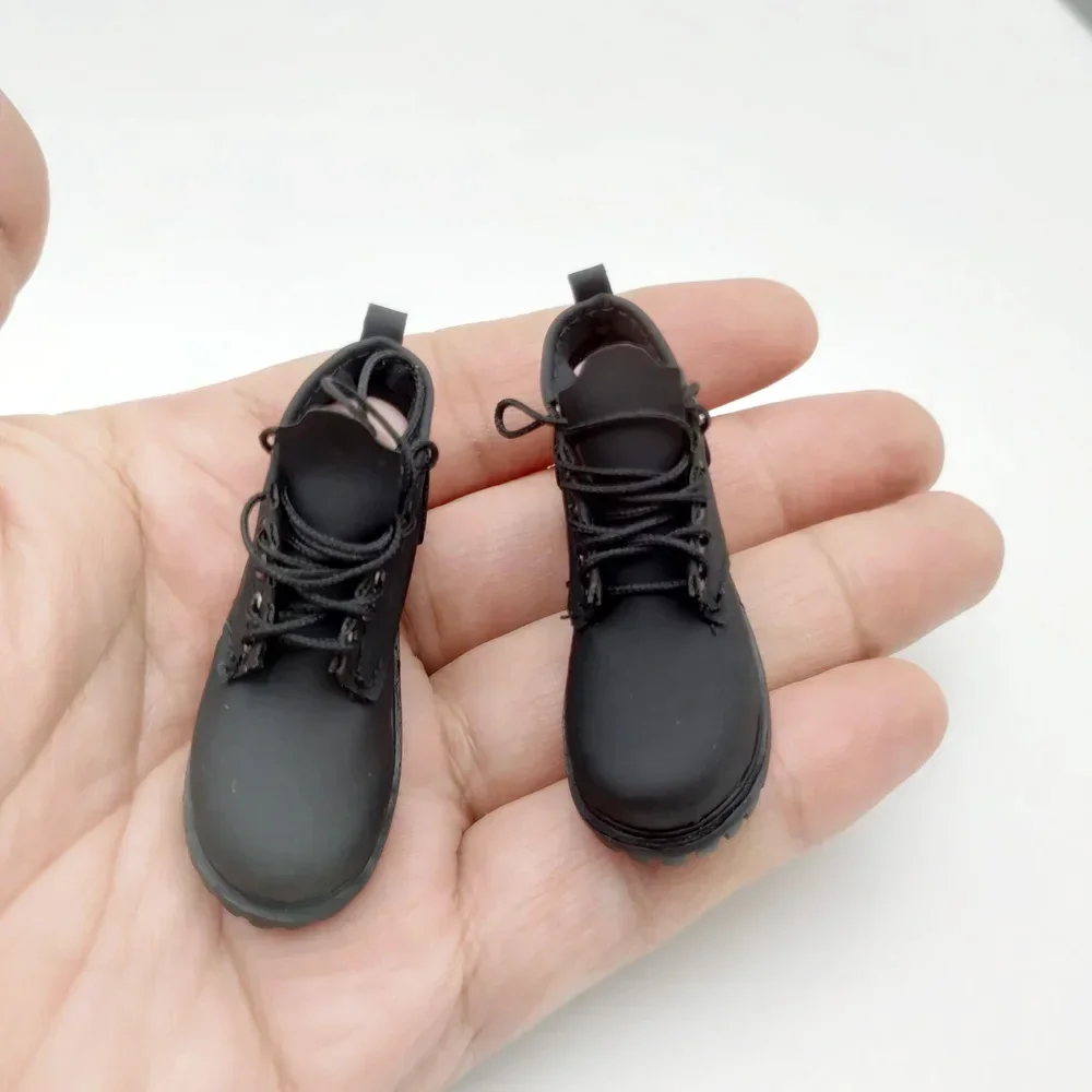 Maßstab 1/6 männlich schwarz trendige gespleißte Stiefel Schnürung solide Schuhe Modell für 12 Zoll Actionfigur abnehmbare Füße 30 cm Puppenspielzeug