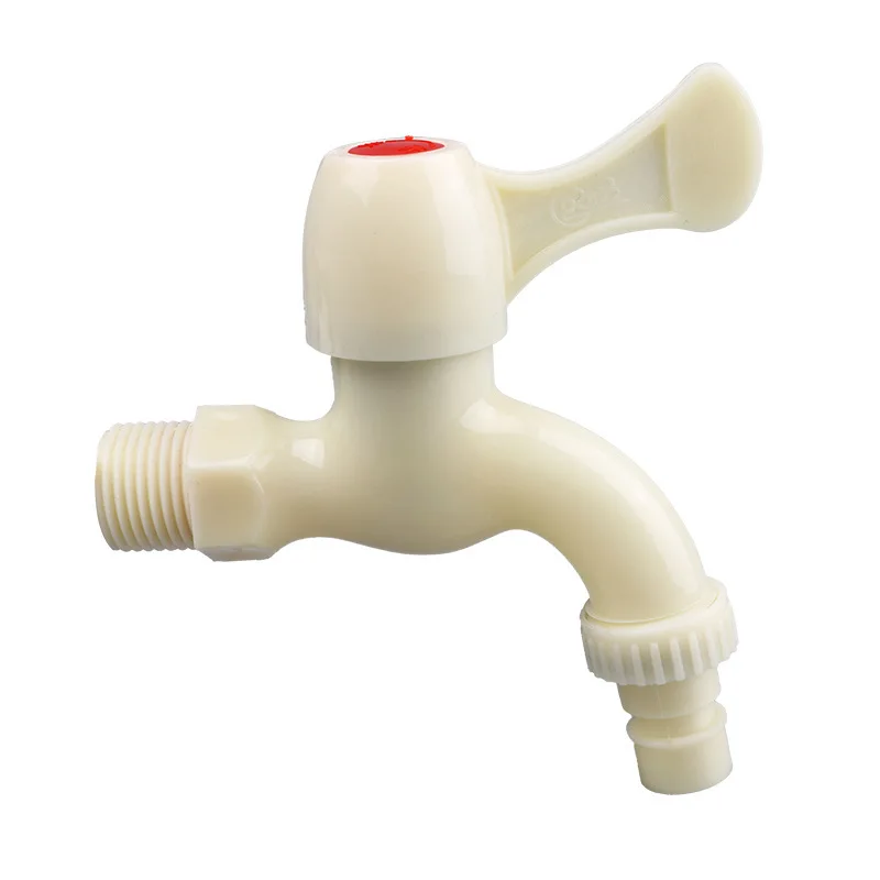 

Beige Pp Plastic Washing Machine Faucet Household Quick Open Single Cooling 4 Points Washing Machine Faucet Sanitary Ware Wholes
