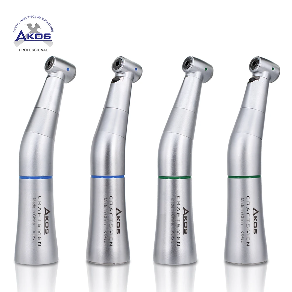 

AKOS Dental Low Speed Handpiece KV E20L Type Contra Angle kavo 1:1 4:1 With / None Optic Fiber Blue Rings Green Rings