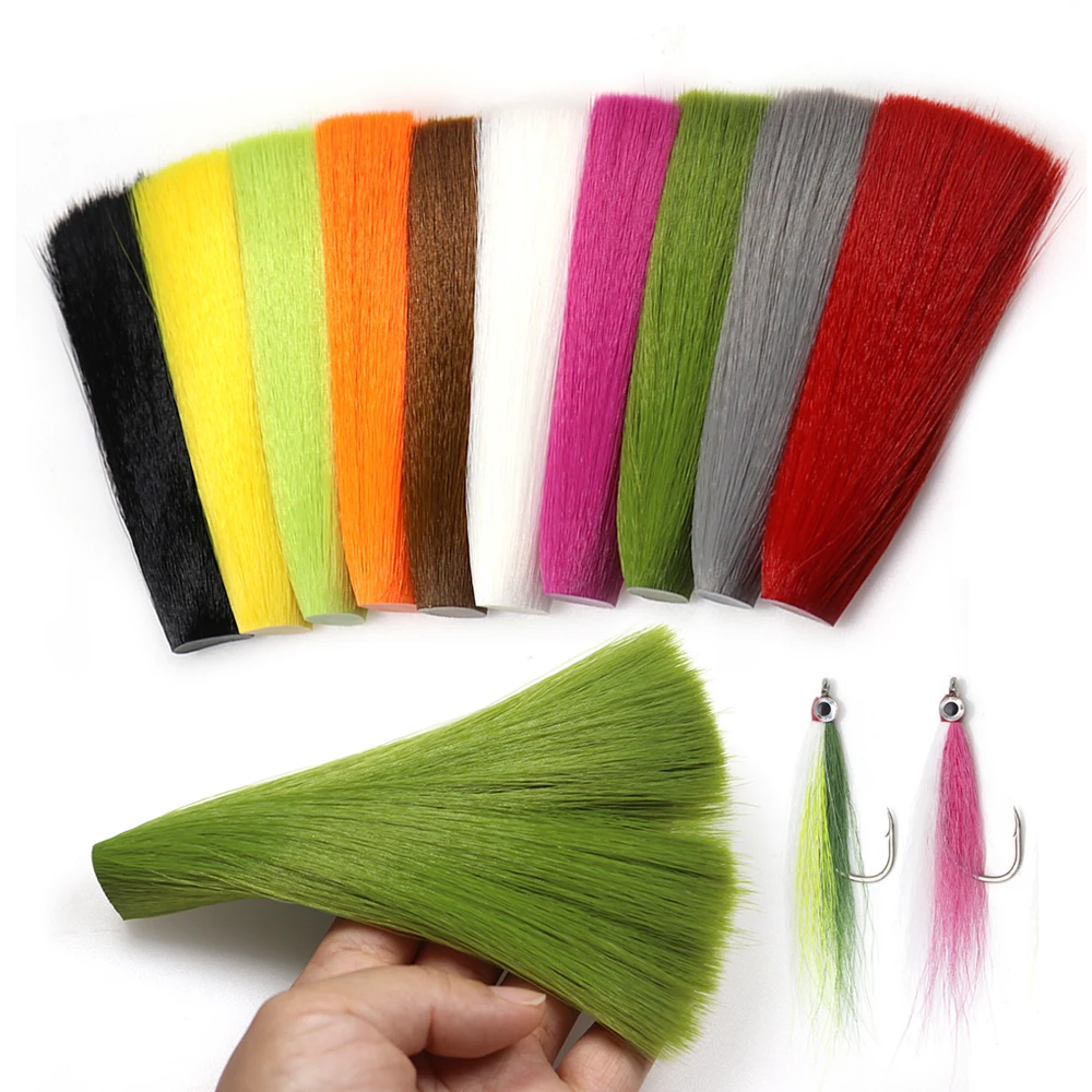 5,5 Zoll lange, konisch zulaufende Kunst-Bucktail-Faser zum Fliegenbinden für Mayfly-Tails, Nymphenflügel, Streamer, Poppers, Bucktails, Jig-Köder