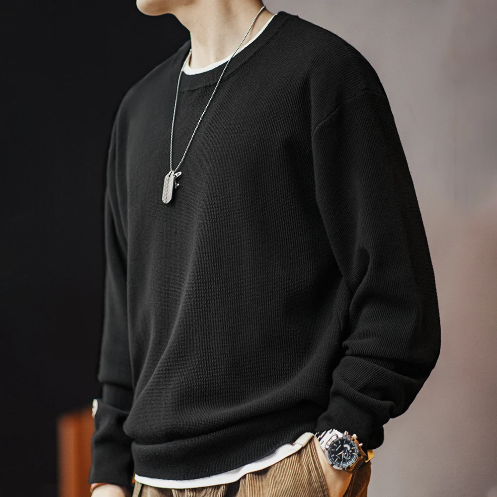 Maden Men's Checkerboard Sweater Loose Round Neck Knit Pullover Christmas Casual Warm Green Jumper 2023 Autumn Winter Workwear