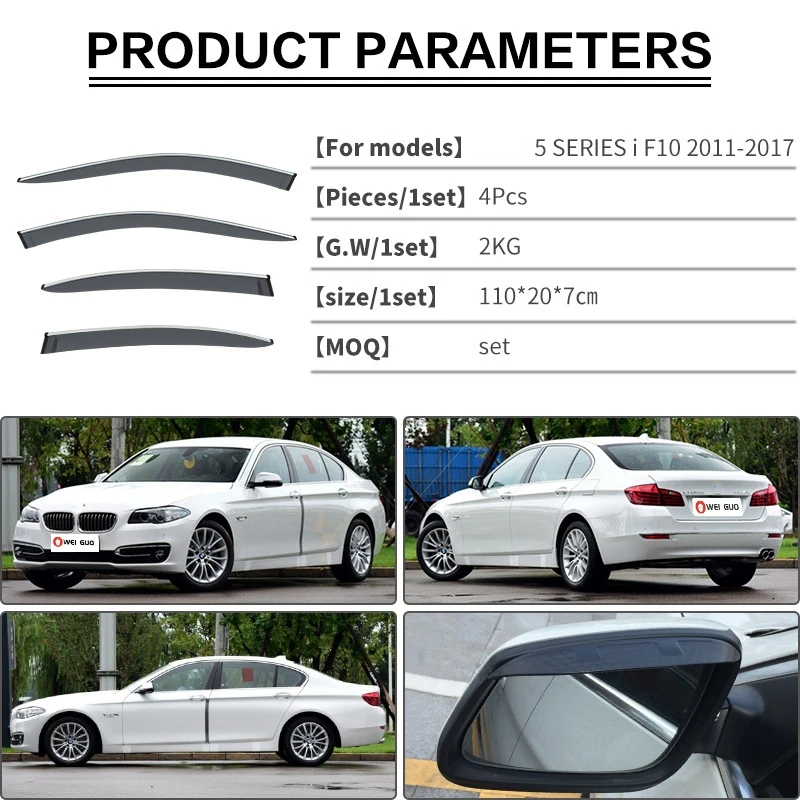  4 Pièces Deflecteur Vitre Voiture pour BMW 1 Series