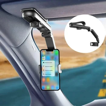 Supporto per telefono da auto per visiera parasole, multifunzionale a 360° °   Supporto Girevole per Cellulare Compatibile con iPhone, Samsung, Smartphone Android