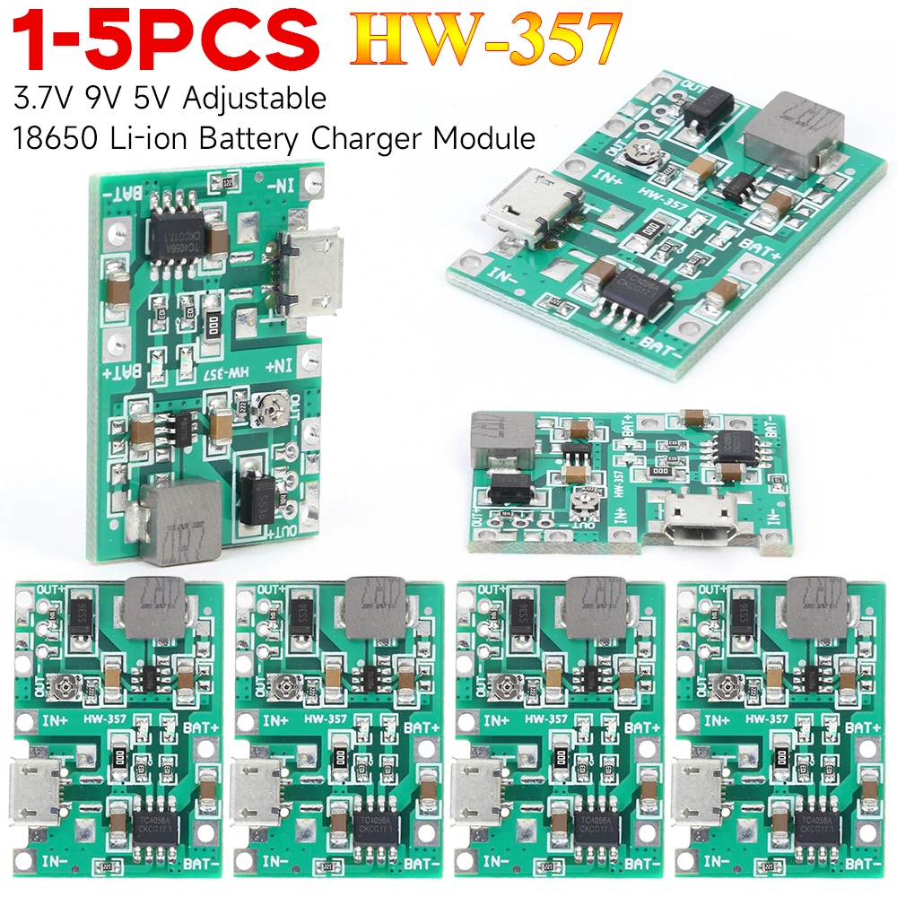 Generic 1-5pcs Hw-357 3.7v 9v 5v Adjustable Pcb Step Up 18650 Li-Ion