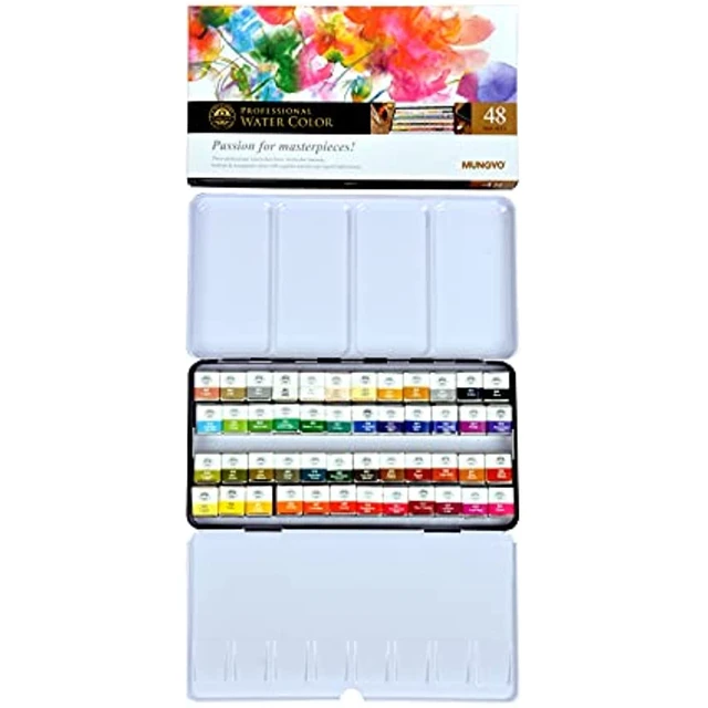 MUNGYO Professional Watercolor Set, Tin Case, 12 Colors, Metallic Colors