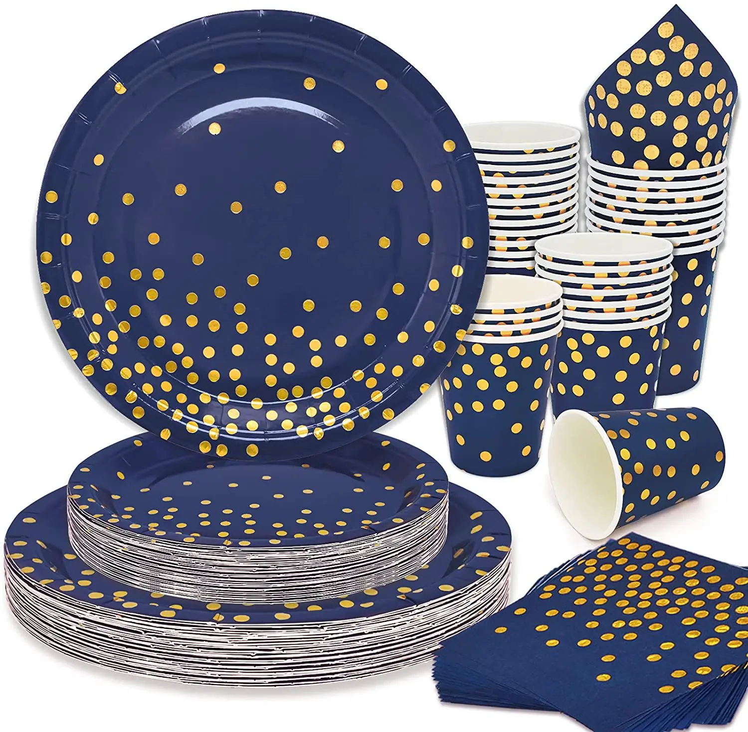 

Navy Blue Disposable Tableware Birthday Decoration Disposable Plates Cups Tissue for Wedding Birthday Party Supplies