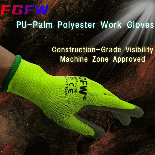 10 paires de gants de travail enduits de PU – Gants de sécurité légers et durables certifiés EN 388/ISO20471, tailles S/M/L/XL 5 10 paires de gants de travail enduits de PU – Gants de sécurité légers et durables certifiés EN 388/ISO20471, tailles S/M/L/XL 5