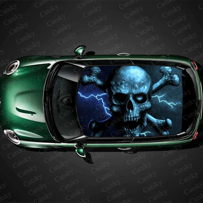 

Death Skull Head Car Roof Sticker Decoration Film SUV Decal Hood Vinyl Decals Graphic Wrap Vehicle Protect Accessories Gift
