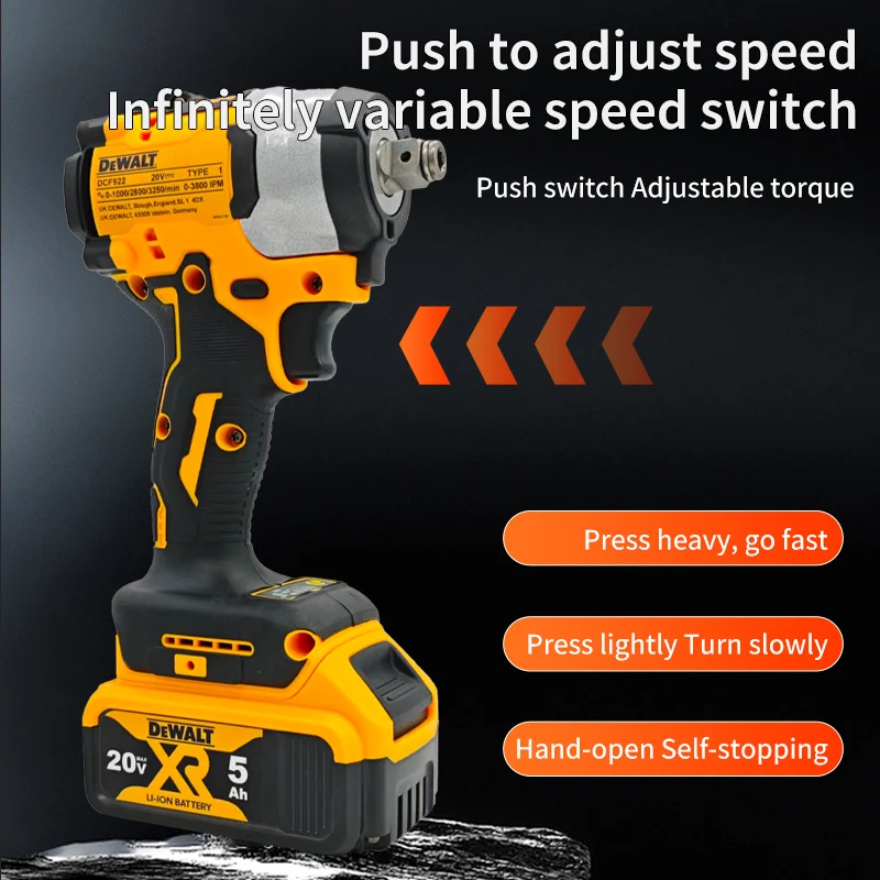 Dewalt DCF922 브러시리스 임팩트 렌치 무선 드라이버 대형 토크 가변 속도 전기 렌치 20V 충전식 공구