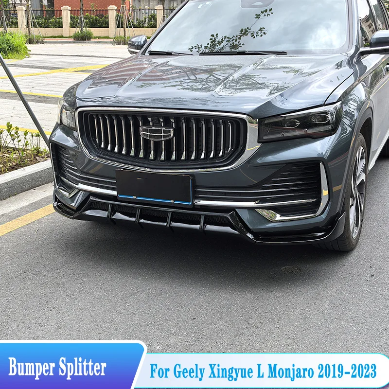 

For Geely Xingyue L Monjaro 2019--2023 Front Bumper Splitter Diffuser Lip Chin Guard Cover Spoiler Body kit Car Accessories