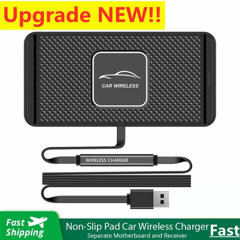 15W Car Wireless Charger Mat Silicone NonSlip Pad for iPhone 14 13 12