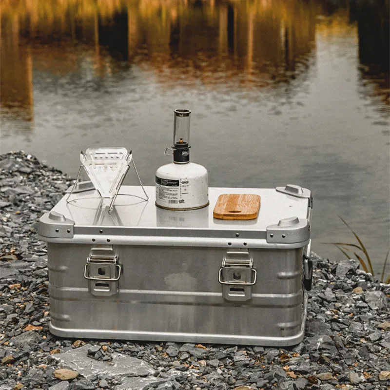 

Переносной внешний ящик для хранения из алюминиевого сплава, вместительный экологически чистый туристический фотоконтейнер для путешествий и всякой всячины