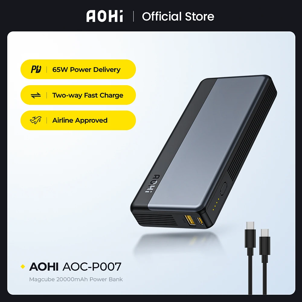 dichtbij Menstruatie amateur Aohi Power Bank 20000Mah Snel Opladen 65W Pd Draagbare Oplader Externe  Batterij Voor Macbook Laptop Iphone 13 Pro max Powerbank|Power Bank| -  AliExpress