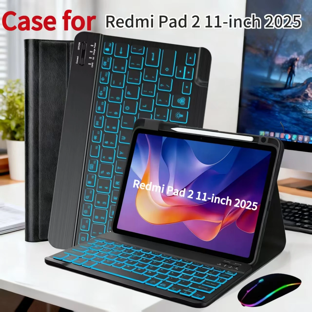 Xiaomi Redmi Pad 2 Premium Keyboard Cover with Removable Wireless Bluetooth Keyboard