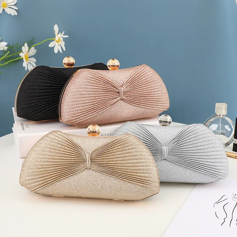 Classic Retro Small Handbags Wedding Party Fashion Bow Evening Bags For Women Luxury Designer Party Chain Shoulder Bag Clutches