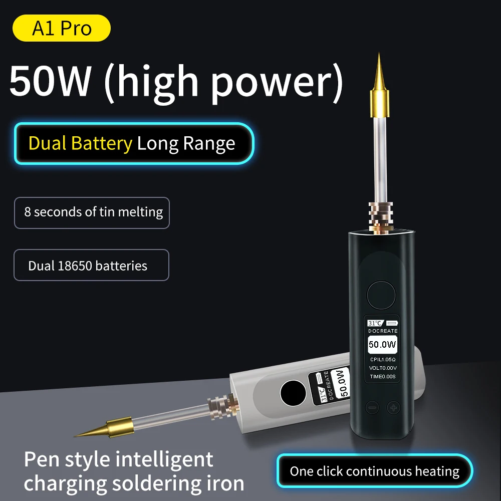 

50W Wireless Electric Soldering Irons Ceramic Heating Core Intelligent Temperature Control Quick Heat Soldering Tools