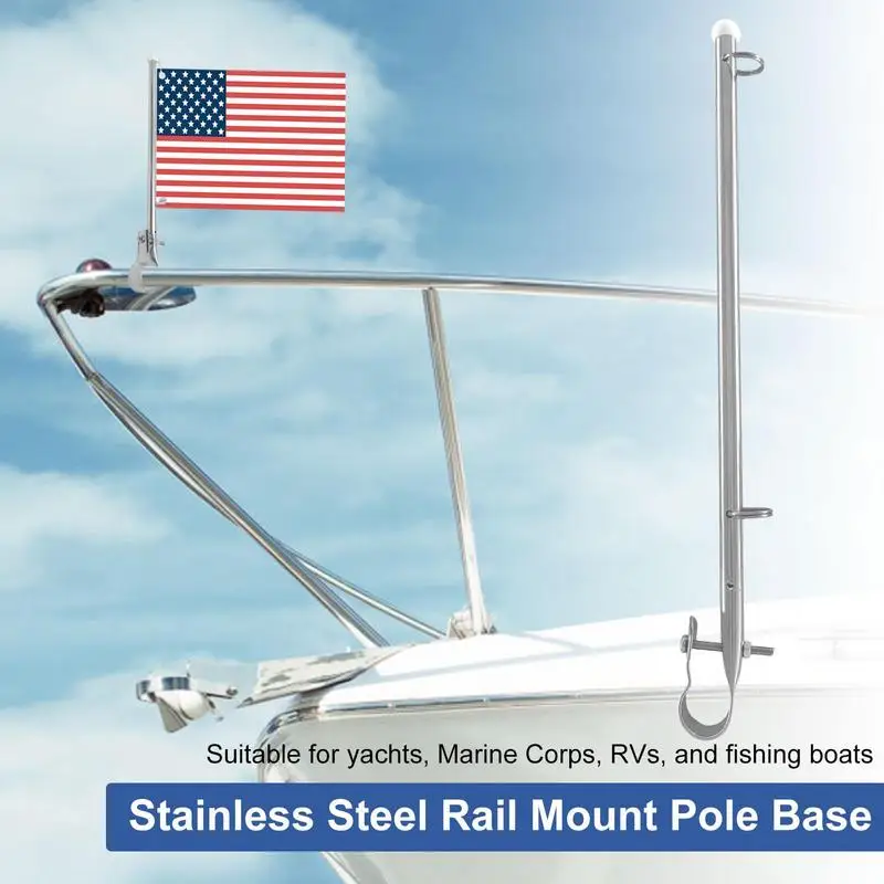 Boat Flag Holder 304 Stainless Steel Marine Flag Pole Holder Removable  Yacht Supplies For Pontoon Boat RV Fishing Boat RV