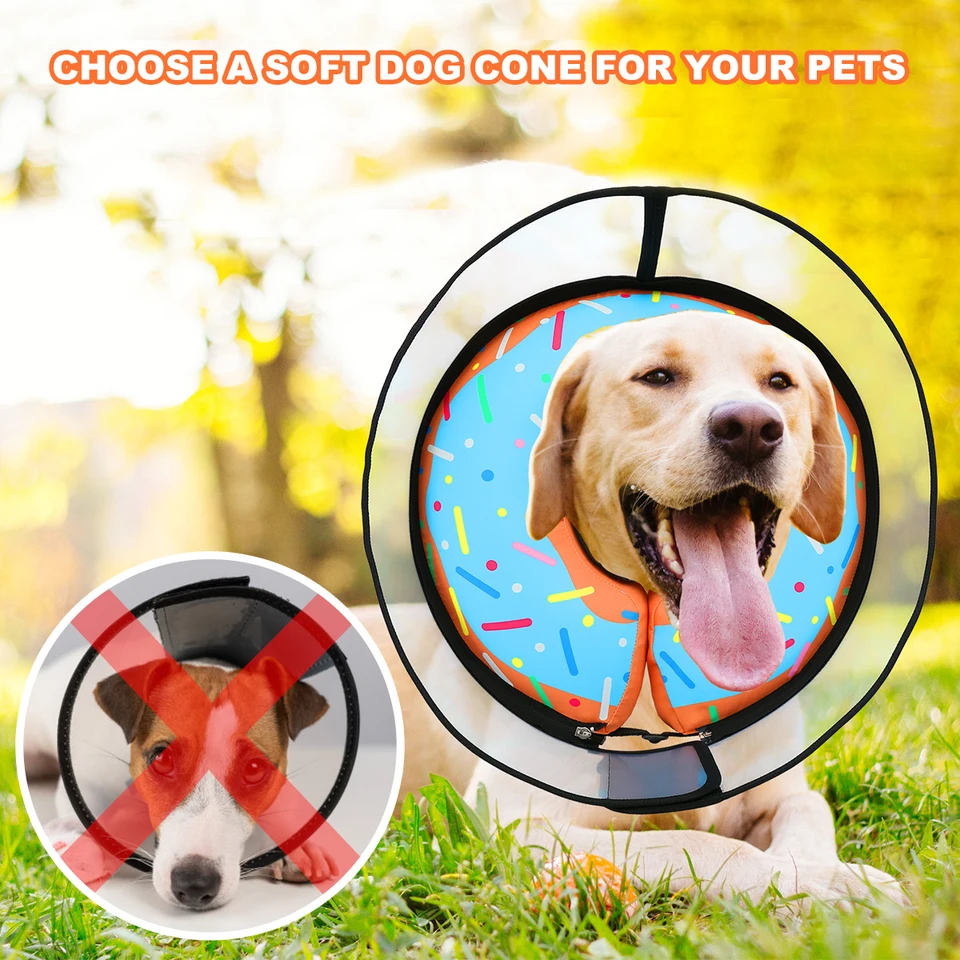 Hunde-Donut-Halsband Weich & Aufblasbar – Alternative Zum Klassischen Kegel Nach OP | Für Hunde & Katzen, Verstellbar & Waschbar (Donut-L)
