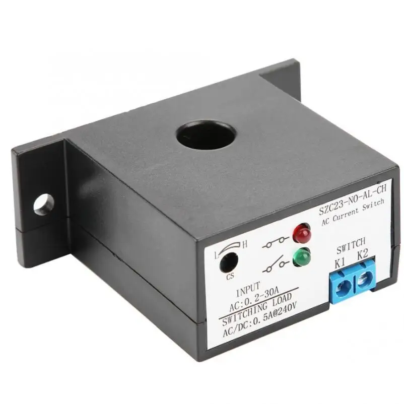 

Button Switch Normal Open / Close Current Sensing Switch Adjustable AC 0.2-30A SZC23-NO-AL-CH