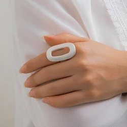 Exquisite Geometric Oval Adjustable Statement Ring (Silver color 2)