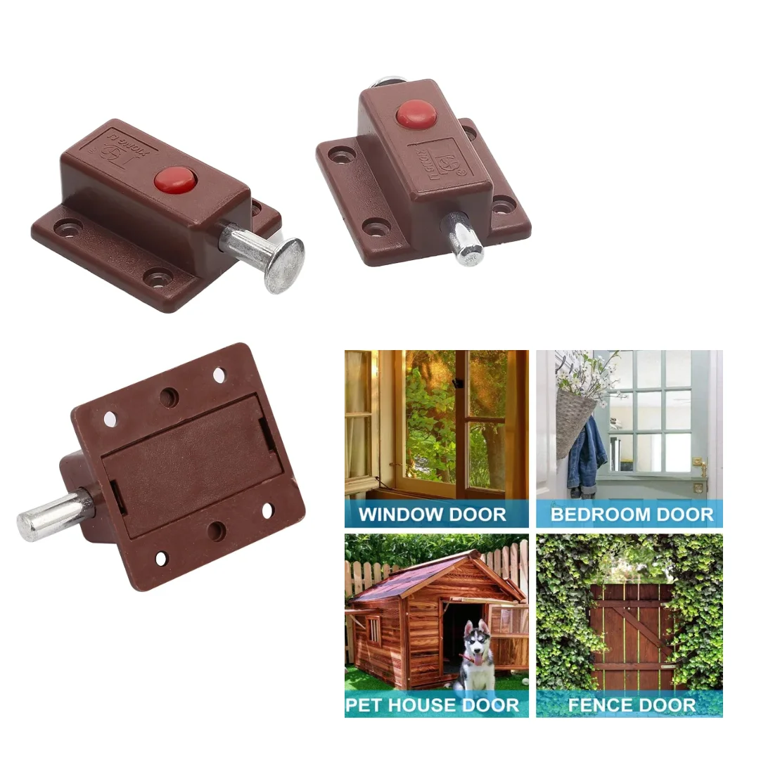 10 Pack Window Cabinet Push Button Spring Load Automatic Security Door Bolt Latches Sliding Locks Furniture Hardware Accessories